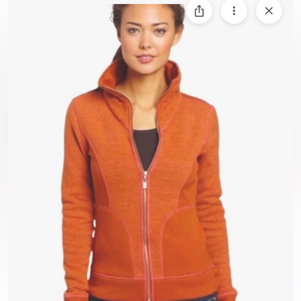 Prana Tobi rust Orange with Pink trim Zip-Up Jacket. Size medium. Guc